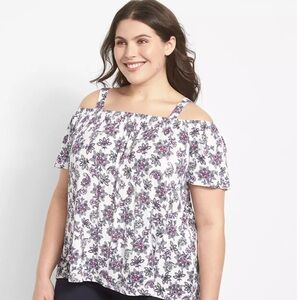 Lane Bryant NWT swing flutter sleeve off-shoulder Tee Plus size 26/28